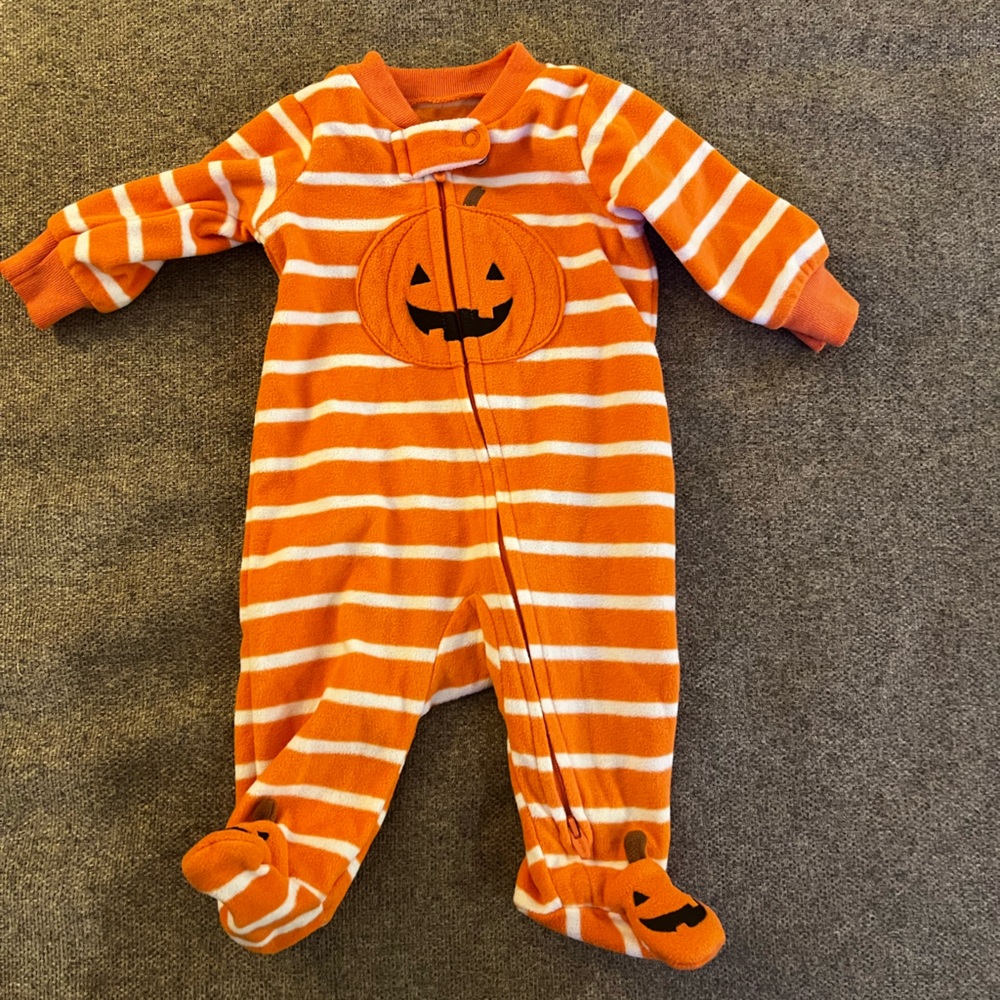 Carter's Orange and White Striped Pumpkin Footie